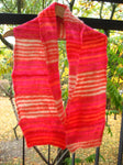 Long knitted scarf - richly patterned pink shawl