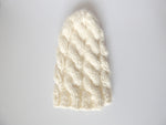 Knitted hat - snowy white with cables