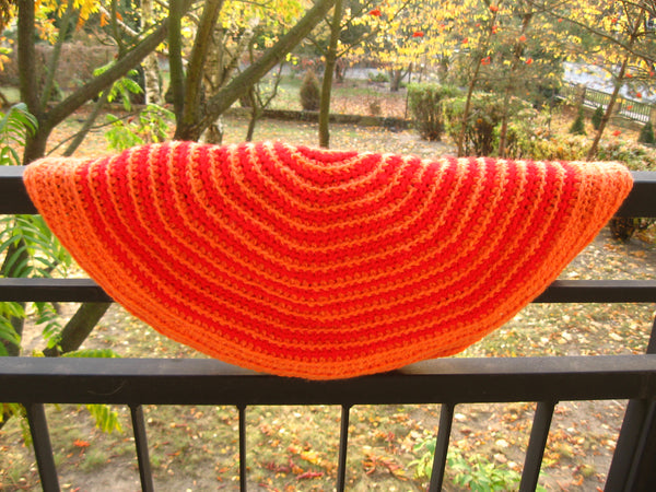 Crocheted carpet - big red yarn carpet