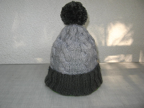 Knitted hat - cabled gray for children