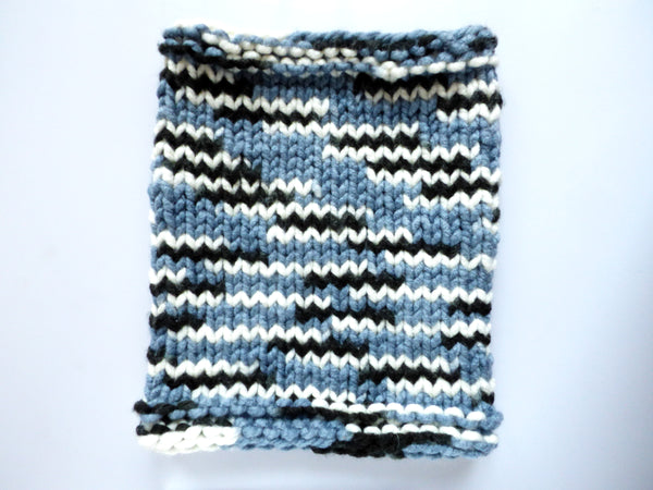 Knitted cowl - chunky black, gray, and white
