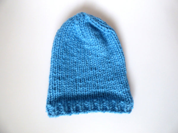 Knitted hat - big blue soft slouchy