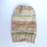 Knitted hat - slouchy beige, gray, green mélange