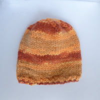Knitted hat - chunky orange beanie stripes
