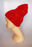 Knitted hat - chunky red pixie