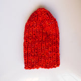 Knitted hat - chunky red pixie