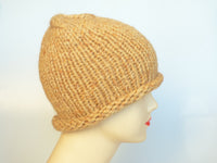 Knitted hat - golden honey feminine winter beanie