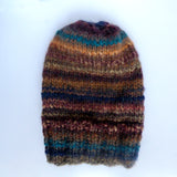 Knitted hat - fall earth colors, ribbed rim