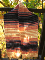 Long knitted scarf - richly patterned blue and pink shawl