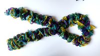 Knitted scarf - ruffled decorative purple, blue, and green