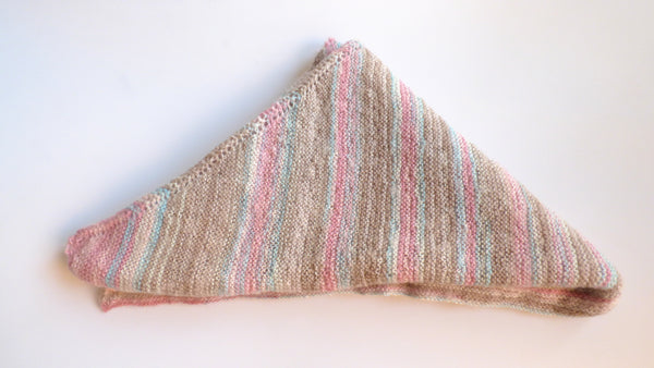 Knitted scarf - big triangular pastel shawl, garter stitch