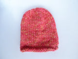 Knitted hat - chunky beanie in raspberry hues